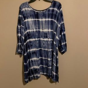 Blue tie dye loose flow shirt